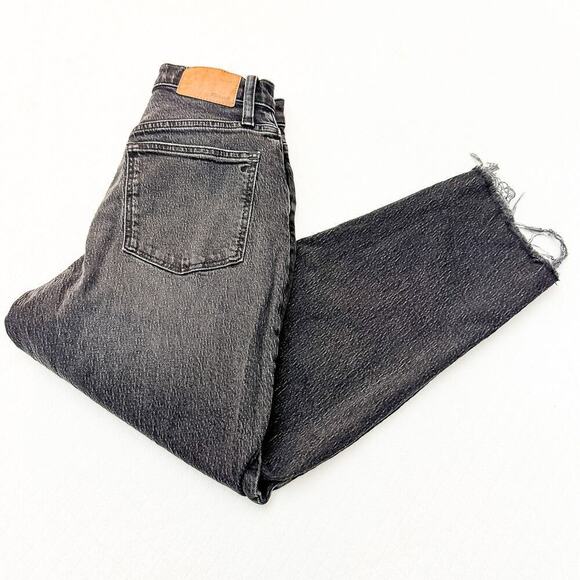 Madewell Balloon Charcoal Black Wash Frayed Hem Denim Stretch Jeans Size 23 - Picture 8 of 8